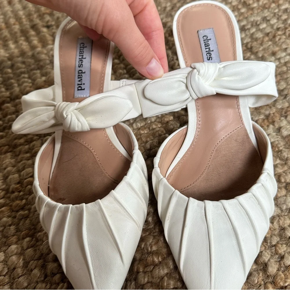 Charles David White Pointed Kitten Heels - Picture 2 of 5